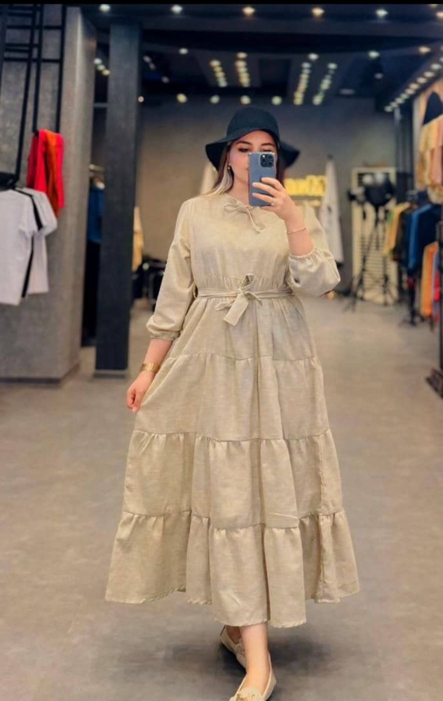 پیراهن بلند زنانه مدل چین دار