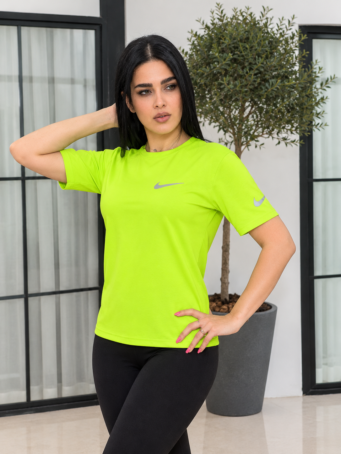 تیشرت زنانه نخی اسپرت نایک مدل ساده فری سایز